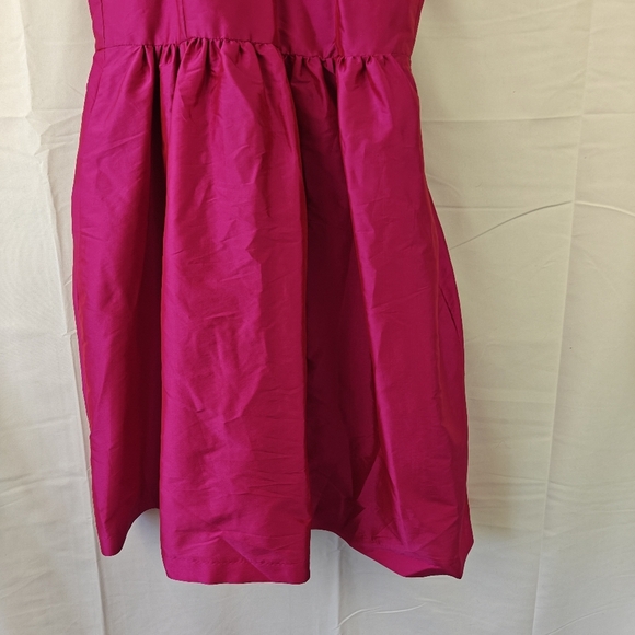Alfred Sung Shirred Skirt Cocktail Mini Dress In Fushsia Pink Shimmer Size 8 - Picture 4 of 11